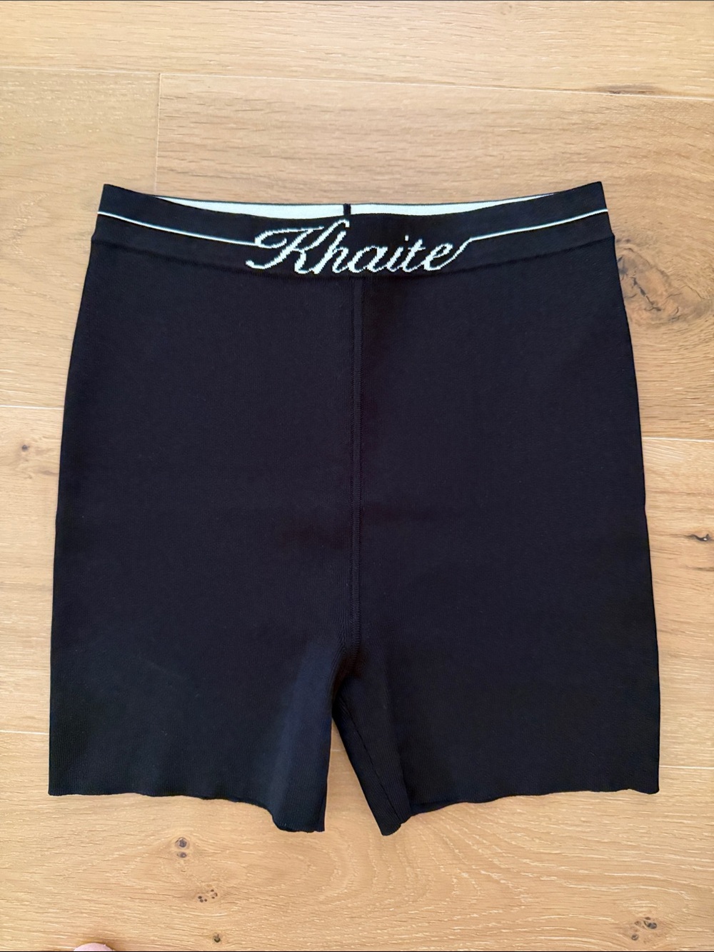 KHAITE Bryant Knit Black Logo Bike Shorts